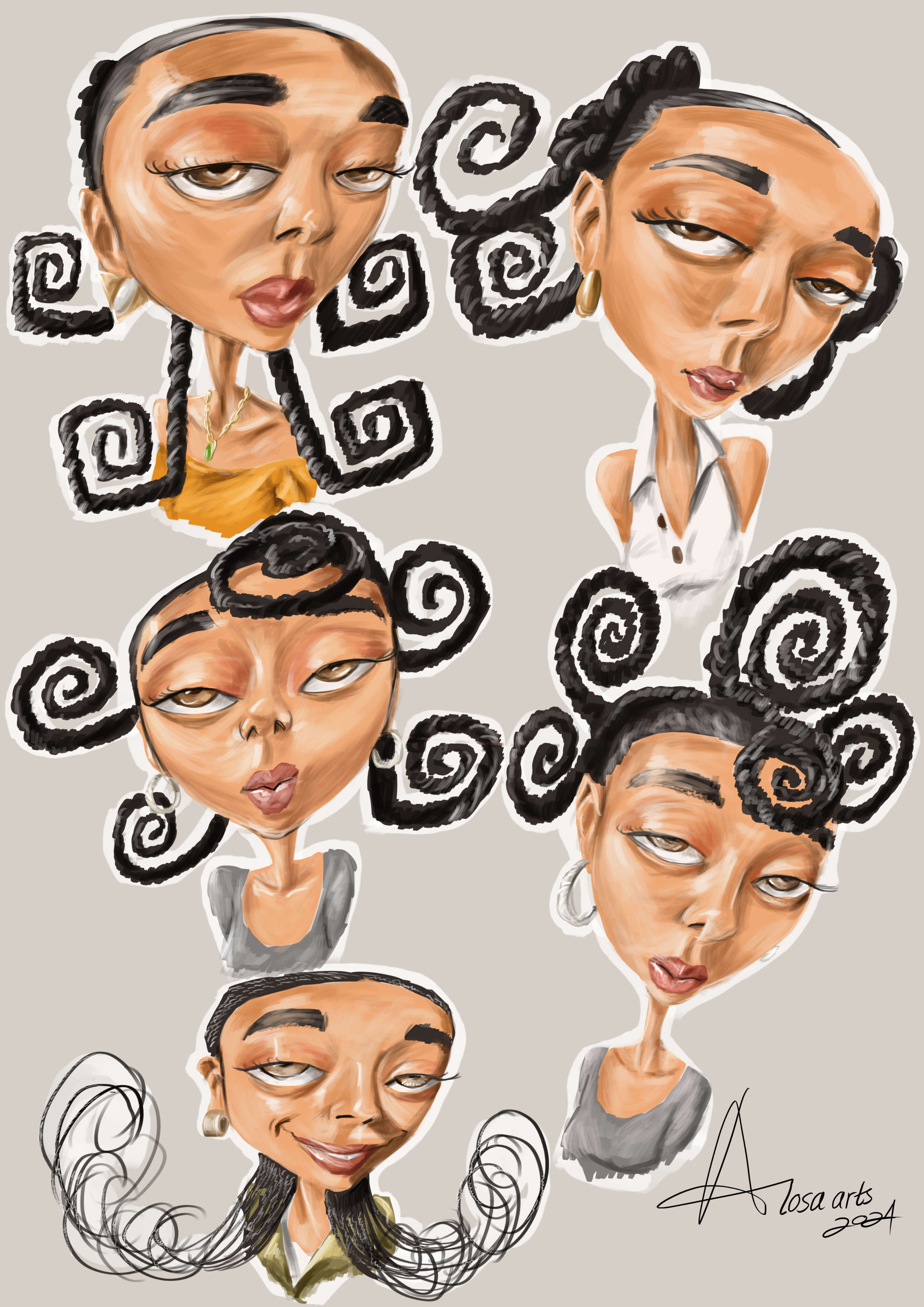 Digital caricature right top